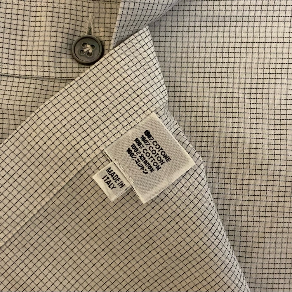 LANVIN cross checkered collared long sleeve dress shirt neck: 15.5 sleeve: 39 - Picture 8 of 13